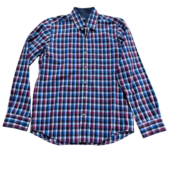 Cutter & Buck Size S Blue & Red Plaid Cotton Long Sleeve Button-Up Shirt Top - Picture 1 of 14